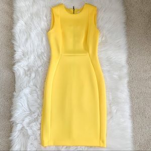 Calvin Klein Seam Front Sheath Dress - Yellow